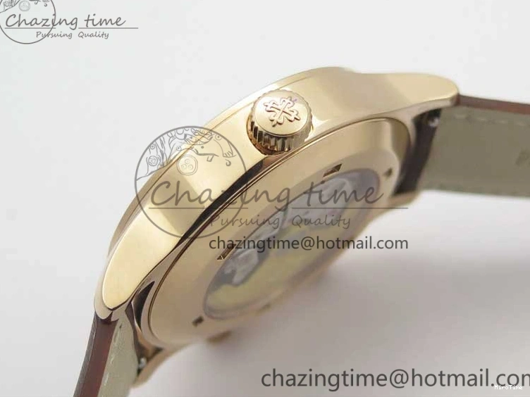 MIROTIME 0323 Calatrava 5524R Pilot Travel Time RG GRF Brown Dial on Brown Leather Strap MIYOTA TopPick 7155